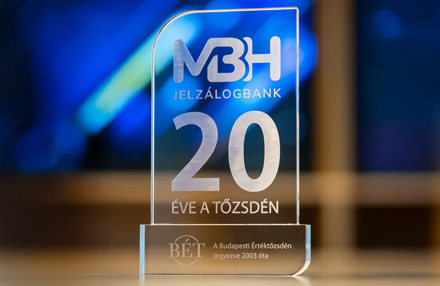 20 éve a tőzsdén - MBH Jelzálogbank díj